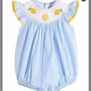 Lil Cactus Smocked Lemon Stripe Romper NWT 18-24M